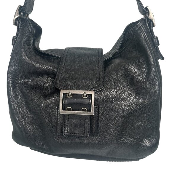 BANANA REPUBLIC Black Soft Pebbled Leather Hobo Shoulder Strap Handbag - Picture 2 of 16